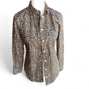 J.Crew Leopard Print Cotton Button Down Blouse